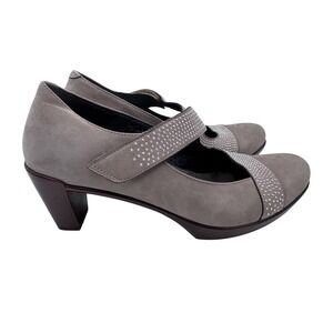 Naot Mary Jane Womens Studded Suede Block Heels Taupe 37 Comfort Boho Minimalist